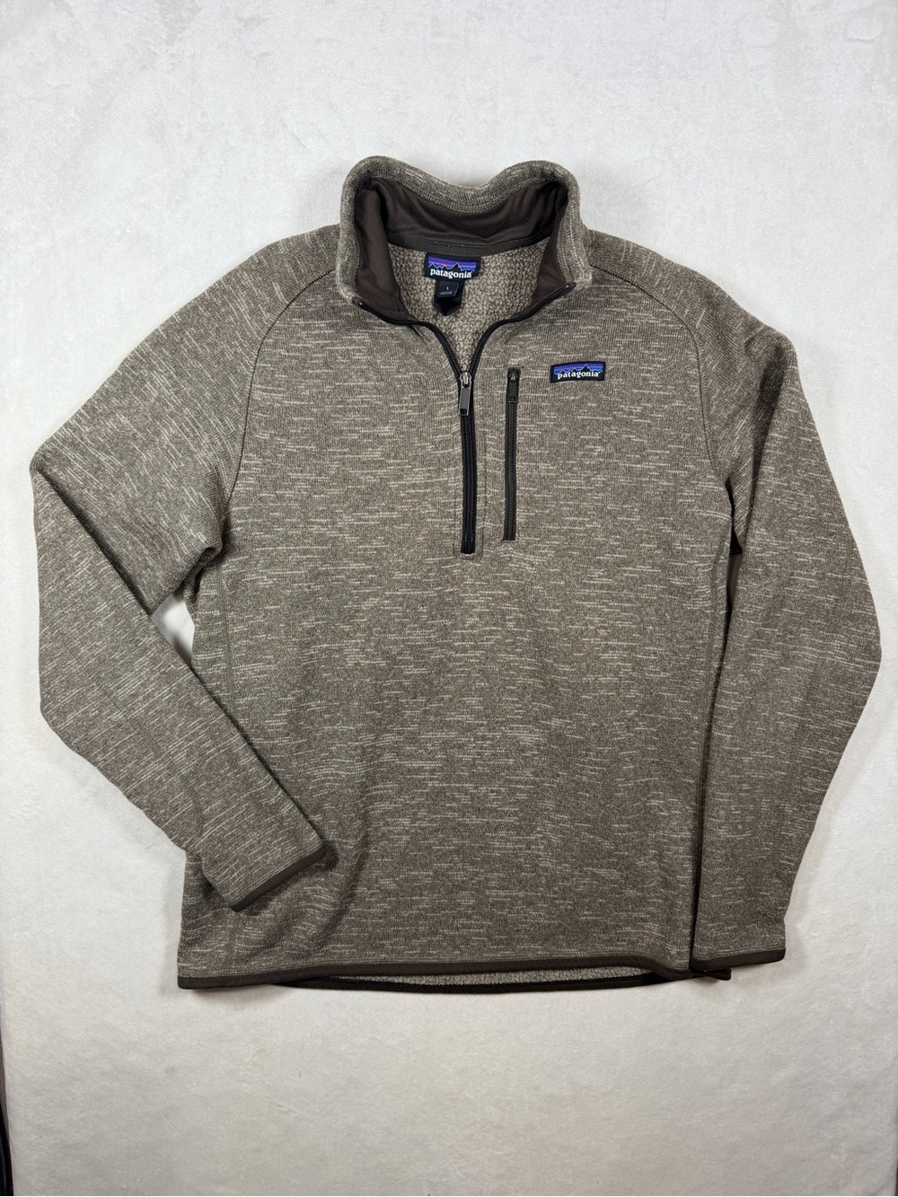Patagonia Size Large Heathered Better Sweater Brown Quarter-Zip Pullover Sweater